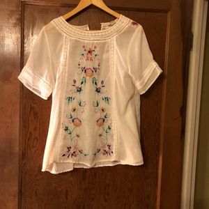 Lace and floral embroidered top